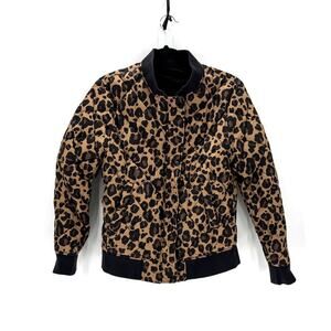 Gap reversible bomber jacket leopard print black size S casual quilted versatile